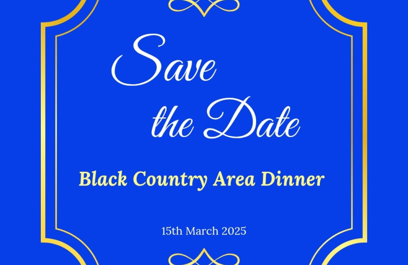 Save the Date Invitation for the Black Country Area dinner on the 15th March.