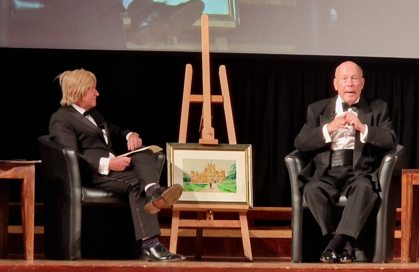 Sir Michael Fabricant MP and Lord Fellowes on stage during the Q&A